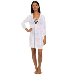 Women's Portocruz Lace-Up Swim Cover-Up Tunic White